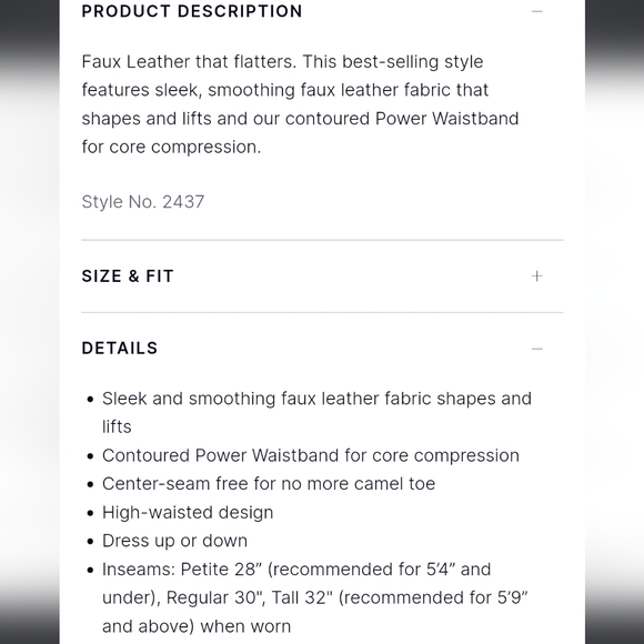 SPANX SPANXshape Black Faux Leather High Waisted Leggings Women's Size Small - Picture 15 of 15